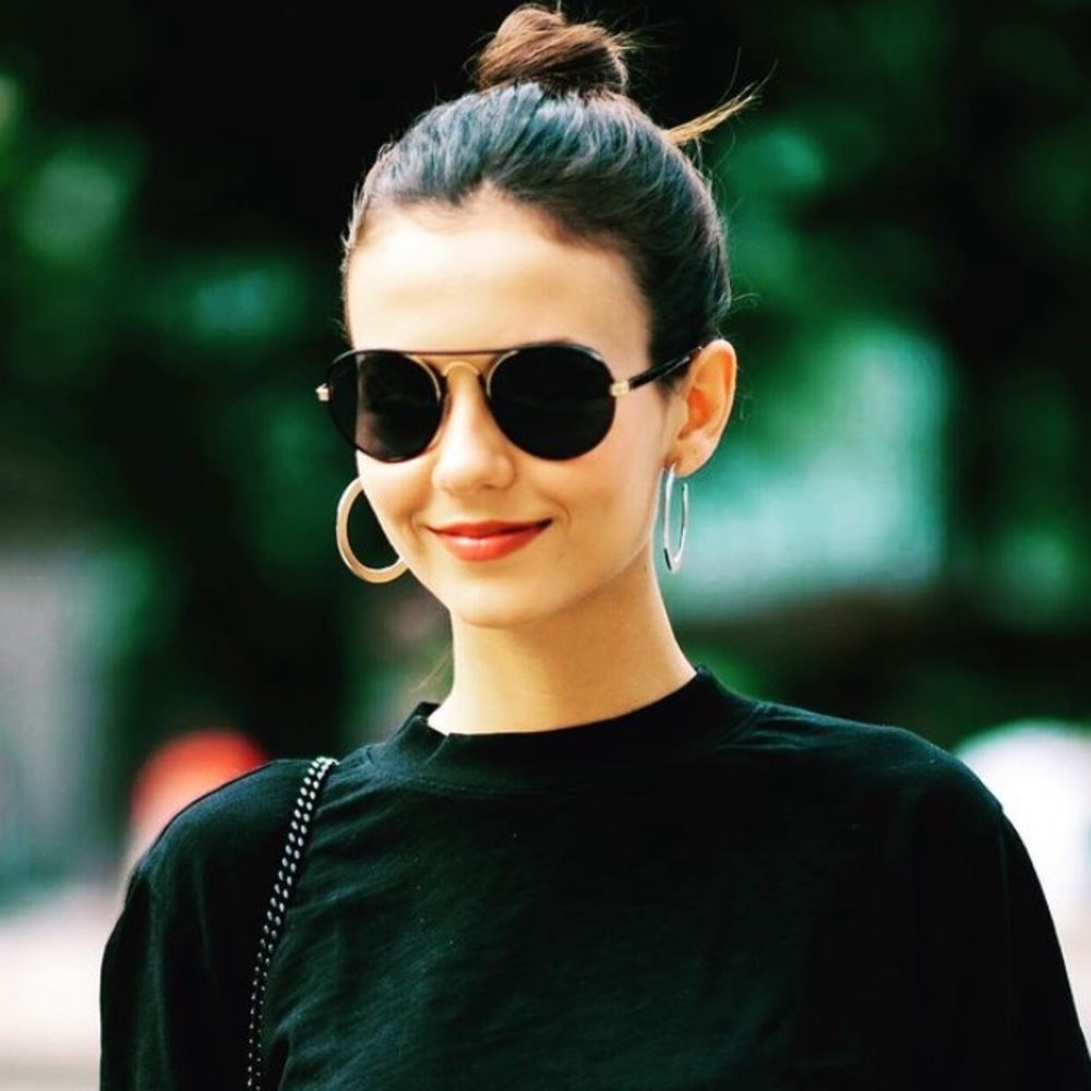 Gemmed Jewels Gold Flat Hoop Earrings